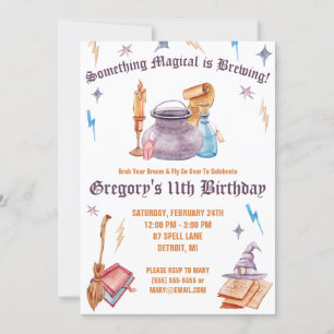Witch and Wizard, Magical Brewing Birthday Party Invitation