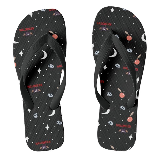 Witch Apple Spooky Eye Halloween Night  Flip Flops (Footbed)