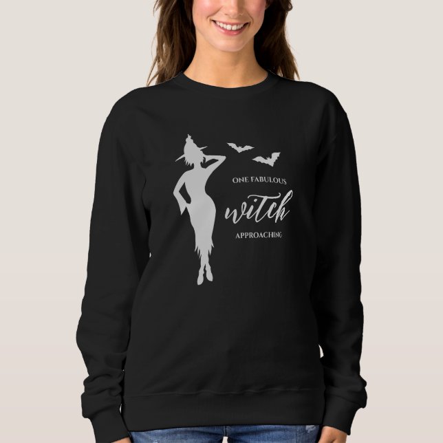 Witch Approaching Feminine Pretty Witch Silhouette Sweatshirt (Front)