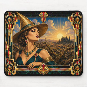 Witch, Art Deco Mythical Mouse Mat