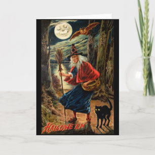 Witch at Halloween Night Card