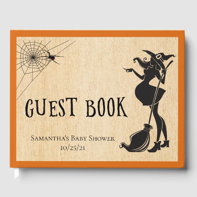 Witch Baby Shower Halloween Guest Book (Front)