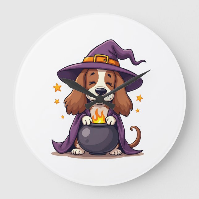 Witch Basset Brew Large Clock (Front)