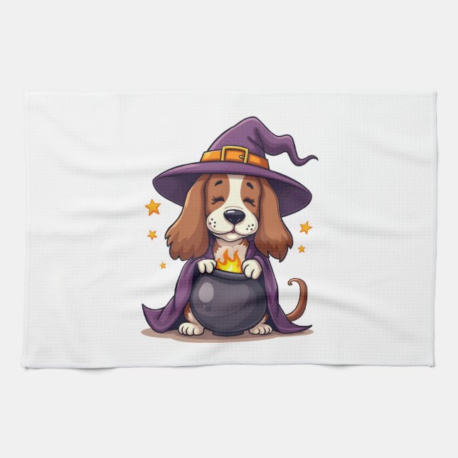 Witch Basset Brew Tea Towel (Horizontal)