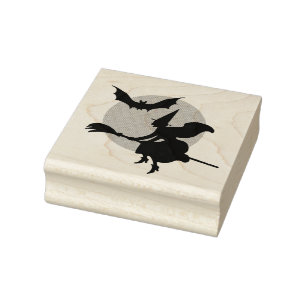 Witch Bat and Moon Rubber Stamp