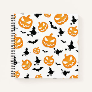 Witch bat orange pumpkin Halloween Notebook