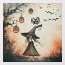 Witch Bats and Jack O'Lanterns Halloween