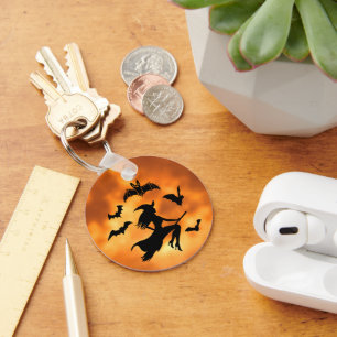 Witch Bats Moon Key Ring