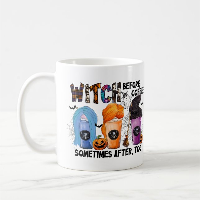 Witch Before Coffee Cute Sarcastic Funny Halloween Mug (Left)