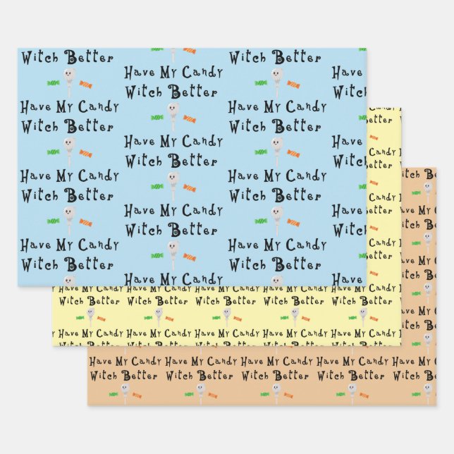 Witch Better Have My Candy | Black Letters Wrapping Paper Sheet (Set)