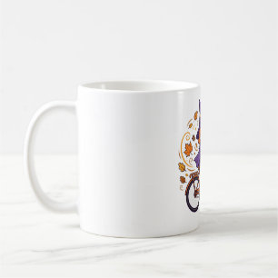 Witch Bicycle Autumn Ride Halloween Art Coffee Mug