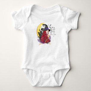 Witch, Black Cat and Crescent Moon Baby Bodysuit