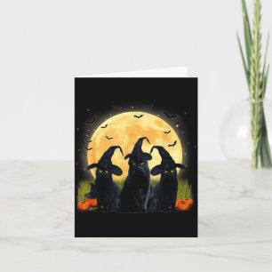 Witch Black Cat And Full Moon Pumpkin Halloween Card