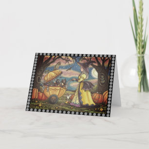 WITCH, BLACK CAT BABY BUGGY, Greeting Card Blank