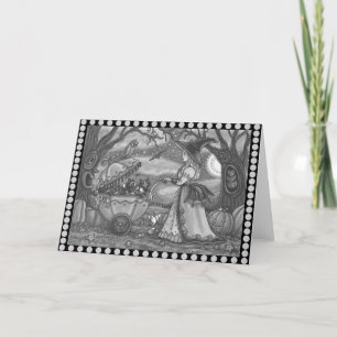 WITCH, BLACK CAT BABY BUGGY, Greeting Card Blank