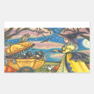WITCH, BLACK CAT BABY BUGGY STICKERS SHEET Rec