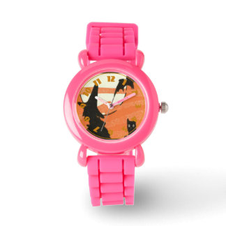 Witch Black Cat Bat Full Moon Watch