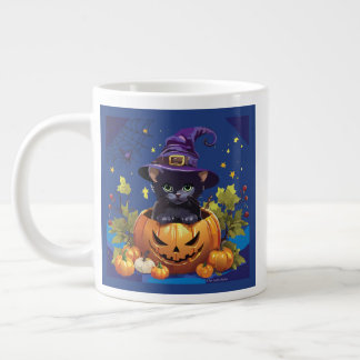 Witch Black Cat Kitten Pumpkin Speciality Mug