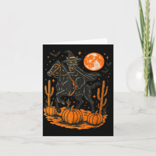 Witch Black Cat Riding Horse Halloween Pumpkin Card