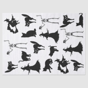 Witch Black Cat Skeleton Silhouette Decoupage Tissue Paper