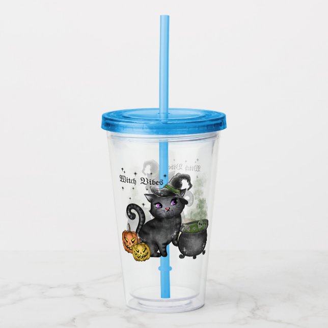 Witch Black Cat | Witch Vibes Acrylic Tumbler (Front)