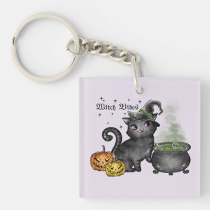 Witch Black Cat   Witch Vibes Key Ring