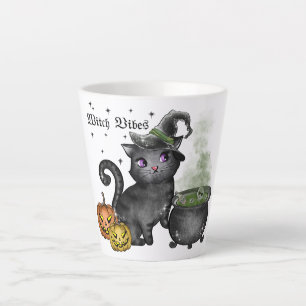 Witch Black Cat   Witch Vibes Latte Mug