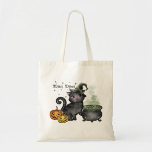 Witch Black Cat   Witch Vibes Tote Bag