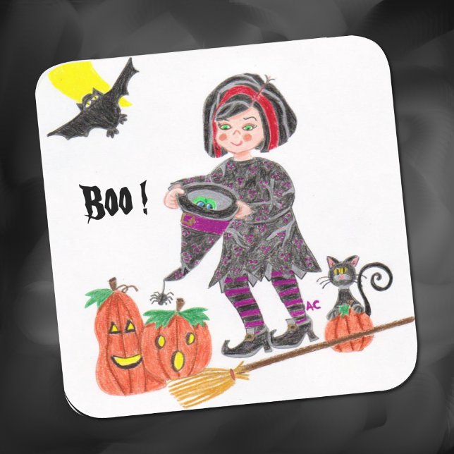 Witch , Boo !Halloween white stickers (Creator Uploaded)