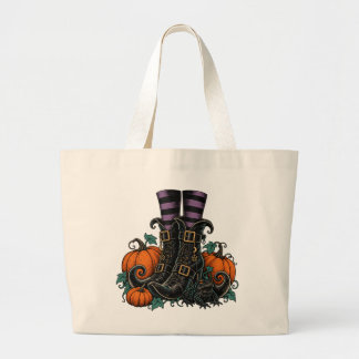Witch Boots and Pumpkins Halloween Tote Bag