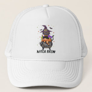 Witch Brew - Cat Wearing Witch Trucker Hat