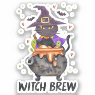 Witch Brew – Halloween Witch Cat in a Cauldron