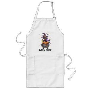 Witch Brew – Halloween Witch Cat in a Cauldron Long Apron