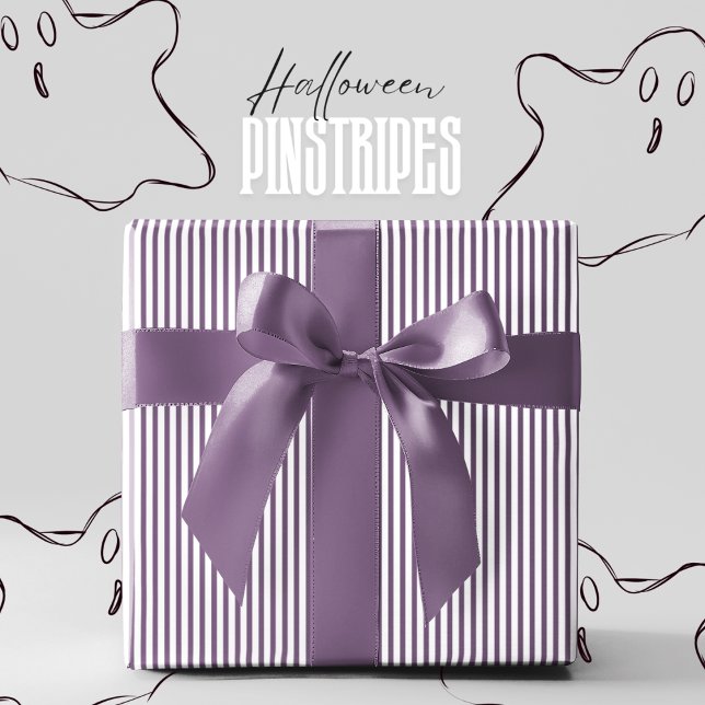 Witch Brew Purple and White Pinstripe Halloween Wrapping Paper (Purple and White Pinstripe Pattern. Halloween Wrapping Paper with Witch Brew Purple & White Lines.)