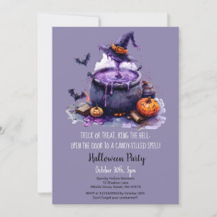 Witch Brew Trick or Treat Pumpkins Halloween Party Invitation