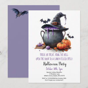 Witch Brew Trick or Treat Pumpkins Halloween Party Invitation