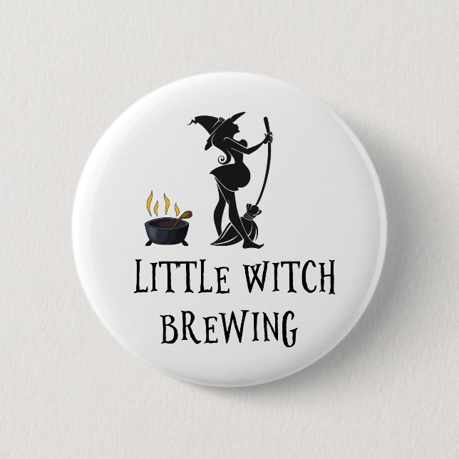 Witch Brewing Pregnant Maternity Baby Shower 6 Cm Round Badge (Front)