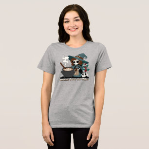 Witch Brewing up Spells and Coffee Tri-Blend Shirt