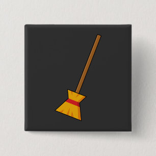 Witch Broom 15 Cm Square Badge