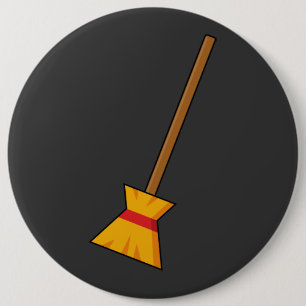 Witch Broom 6 Cm Round Badge