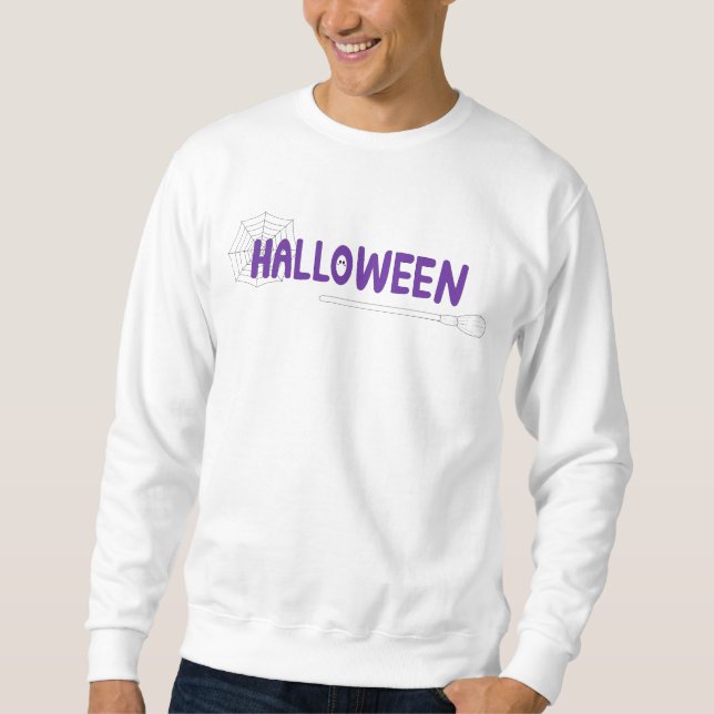 Witch broom bold rounded Halloween lettering art Sweatshirt (Front)