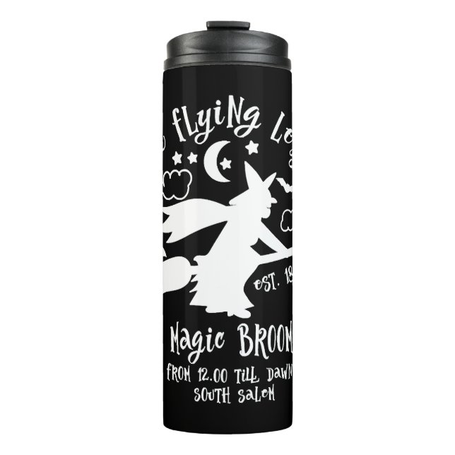 Witch Broom Broomstick Flying Lessons Halloween Thermal Tumbler (Front)
