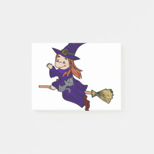 Witch Broom Cat Hat Magic Woman Halloween Spooky Post-it Notes