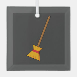 Witch Broom Glass Tree Decoration