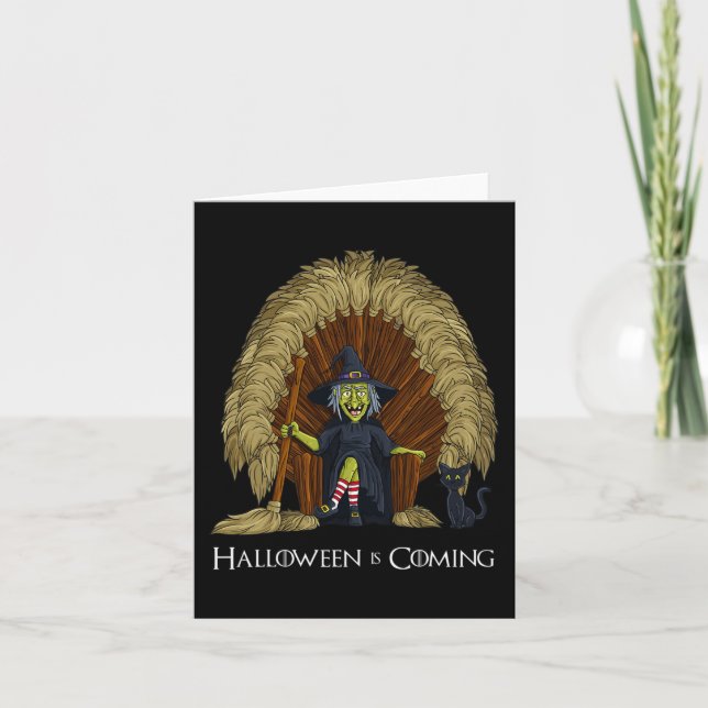 Witch Brooms Throne Fun Halloween Girls Kids  Card (Front)