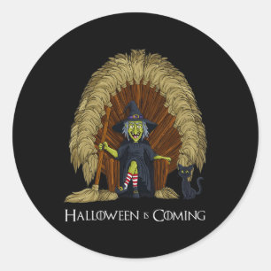 Witch Brooms Throne Fun Halloween Girls Kids  Classic Round Sticker