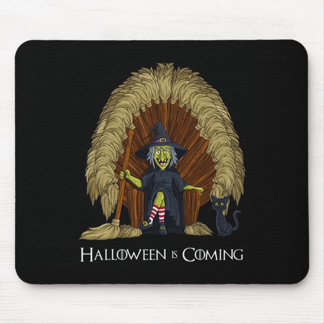 Witch Brooms Throne Fun Halloween Girls Kids  Mouse Mat (Front)