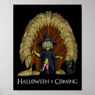 Witch Brooms Throne Fun Halloween Girls Kids  Poster