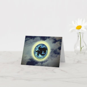 Witch Broomstick Full Moon Halloween Note Card