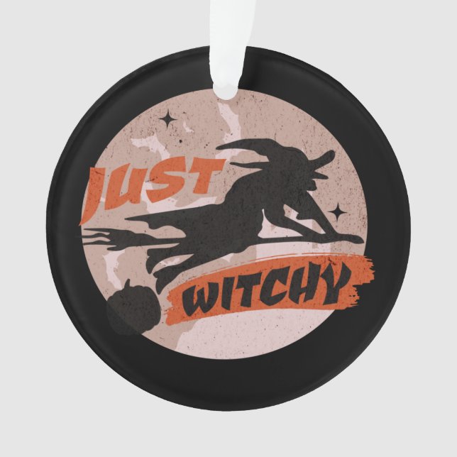 Witch Broomstick Halloween Pumpkin Ornament (Front)